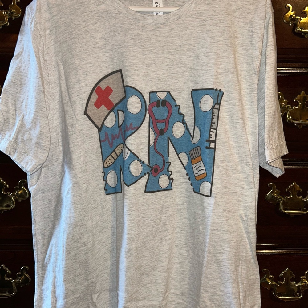 Bella Canvas Light Gray RN Graphic Tee, Size XL
